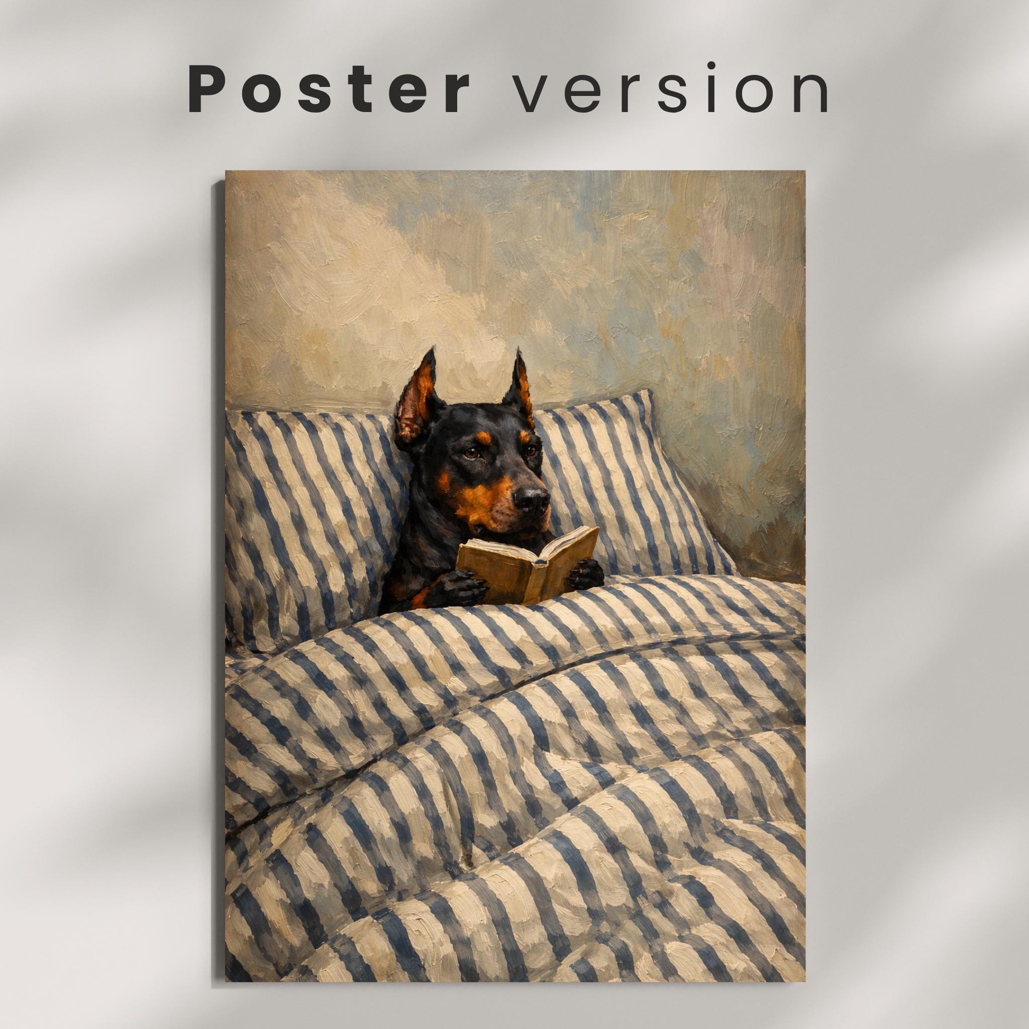 Custom Personalized Poster - Photo to Art with Dog Cat Pet Reading Book in Bed