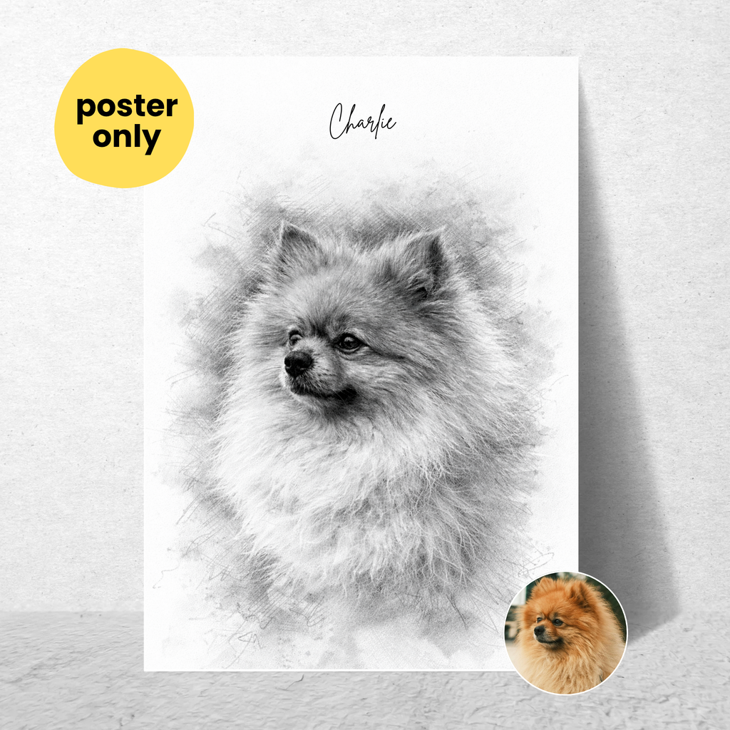 Custom Personalized Poster - Dog Cat Pet Sketch Art From The Photo