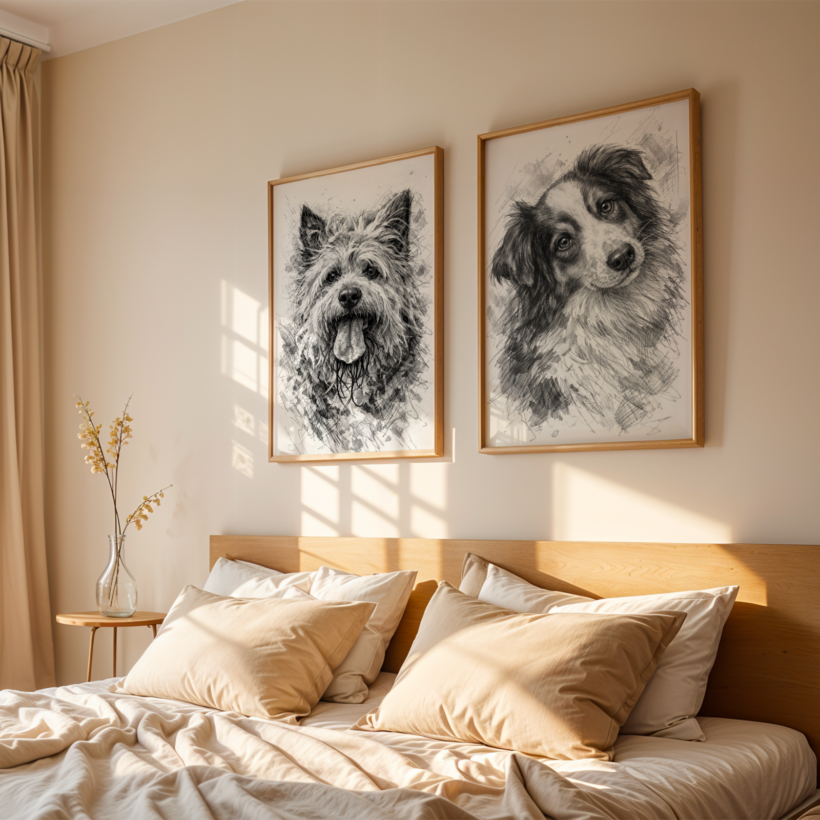 Custom Personalized Poster - Dog Cat Pet Sketch Art From The Photo