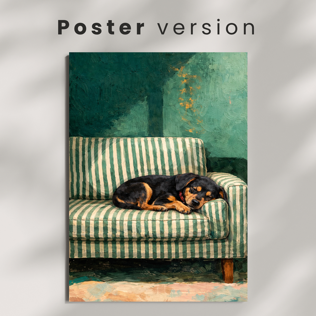 Custom Personalized Poster - Photo to Art with Dog Cat Pet Sleeping on Couch Portrait