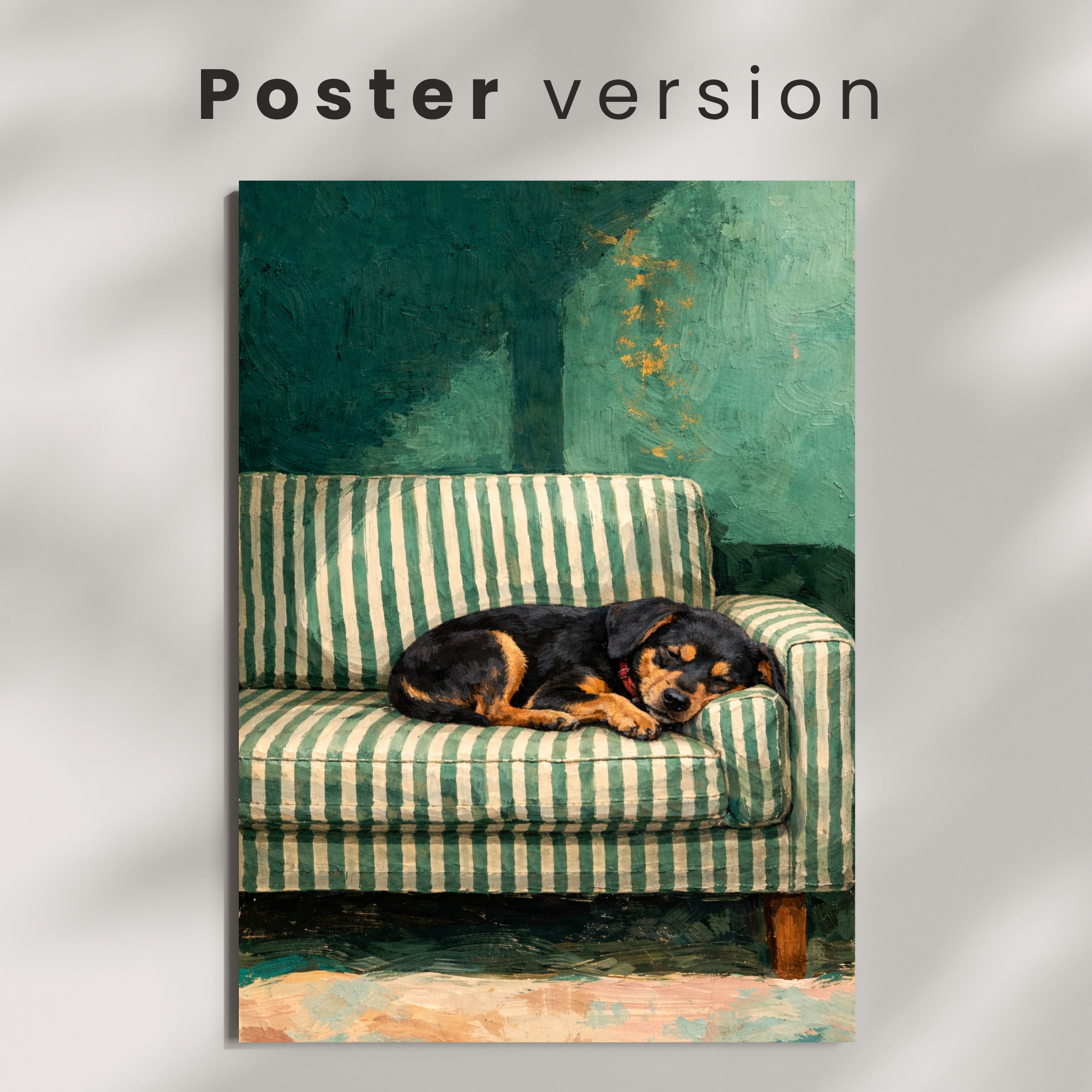 Custom Personalized Poster - Photo to Art with Dog Cat Pet Sleeping on Couch Portrait