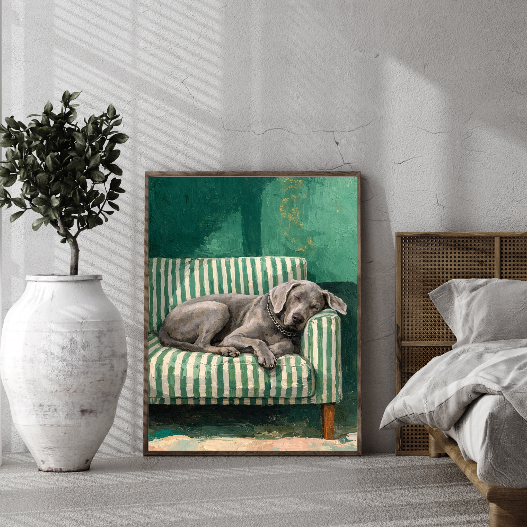 Custom Personalized Poster - Photo to Art with Dog Cat Pet Sleeping on Couch Portrait