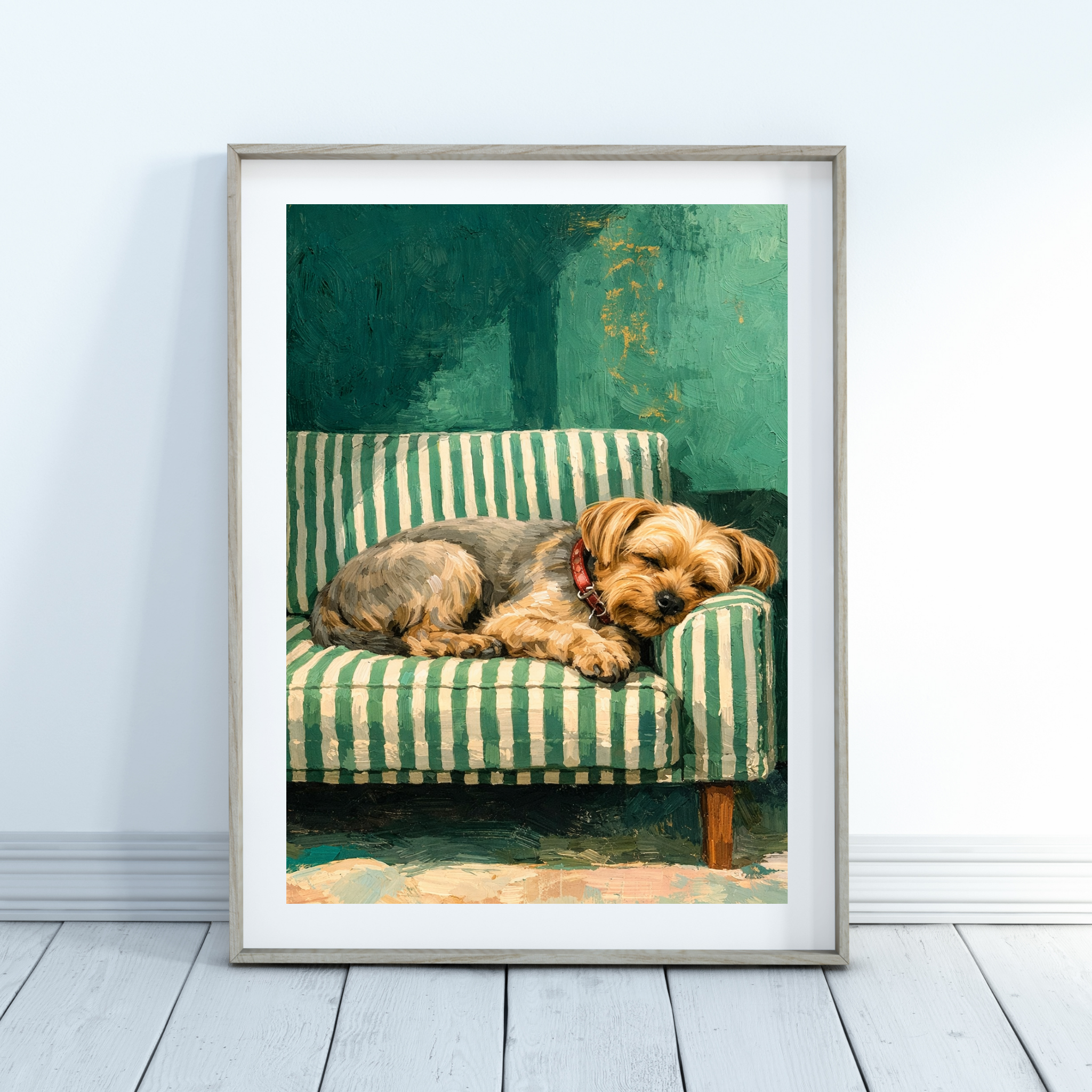 Custom Personalized Poster - Photo to Art with Dog Cat Pet Sleeping on Couch Portrait