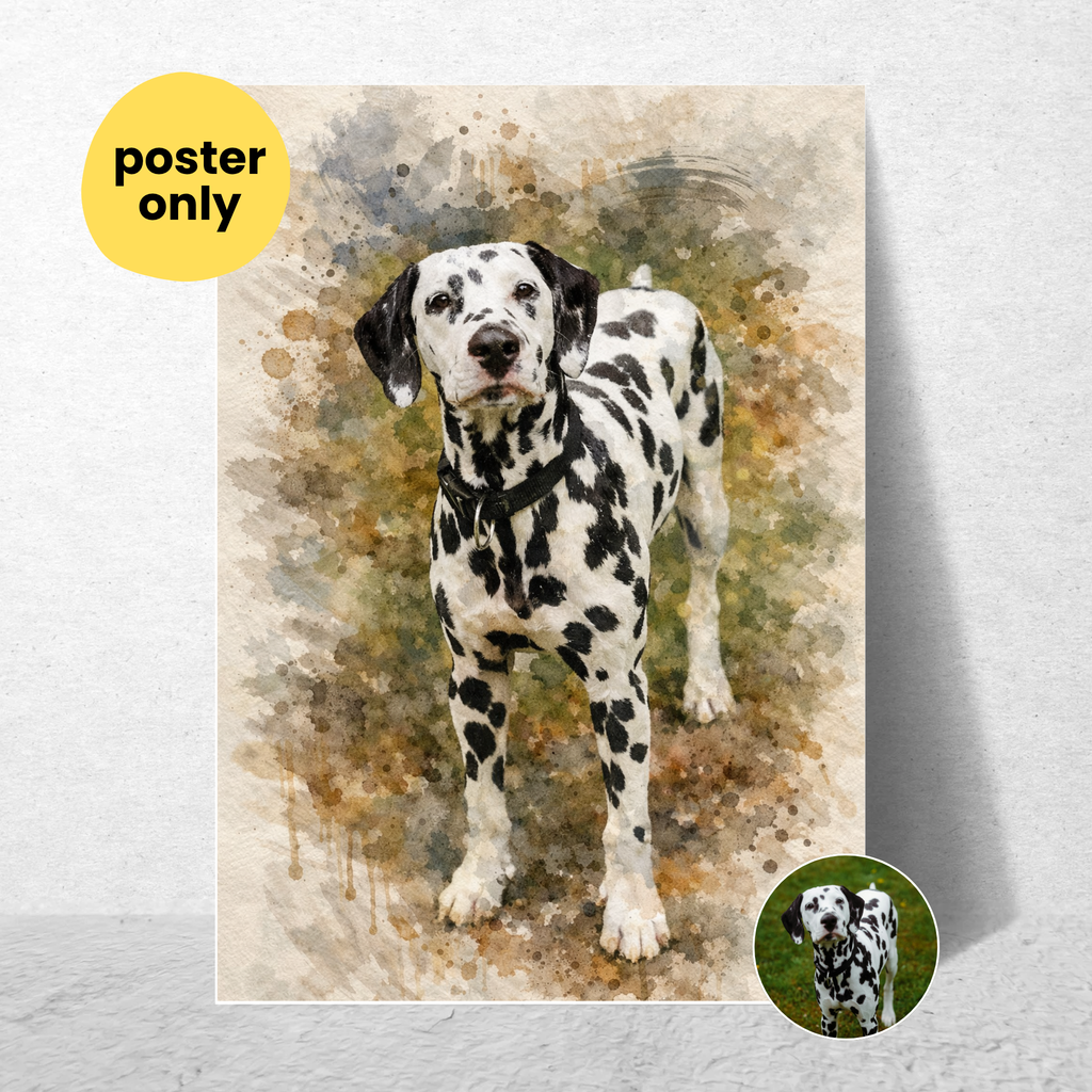 Custom Personalized Poster - Dog Cat Pet Dark Watercolor Portrait Wall Art