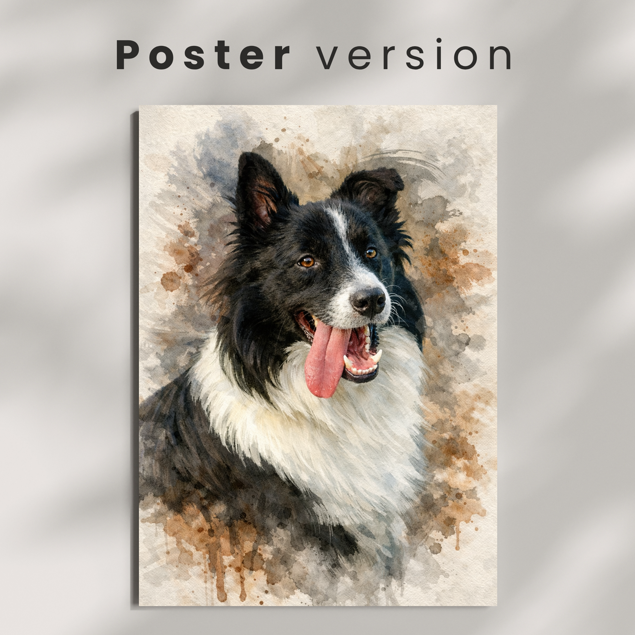 Custom Personalized Poster - Dog Cat Pet Dark Watercolor Portrait Wall Art