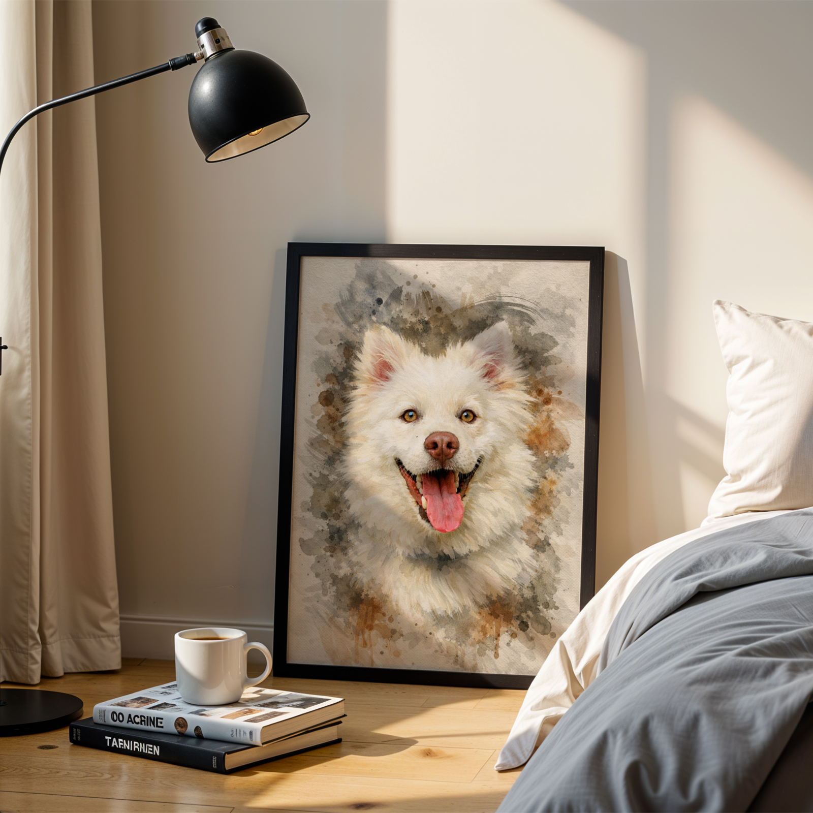 Custom Personalized Poster - Dog Cat Pet Dark Watercolor Portrait Wall Art