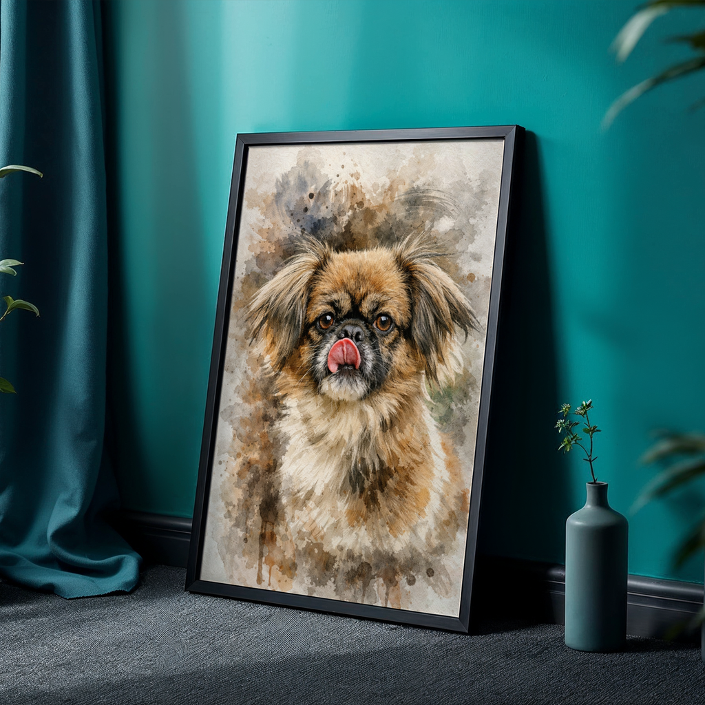 Custom Personalized Poster - Dog Cat Pet Dark Watercolor Portrait Wall Art