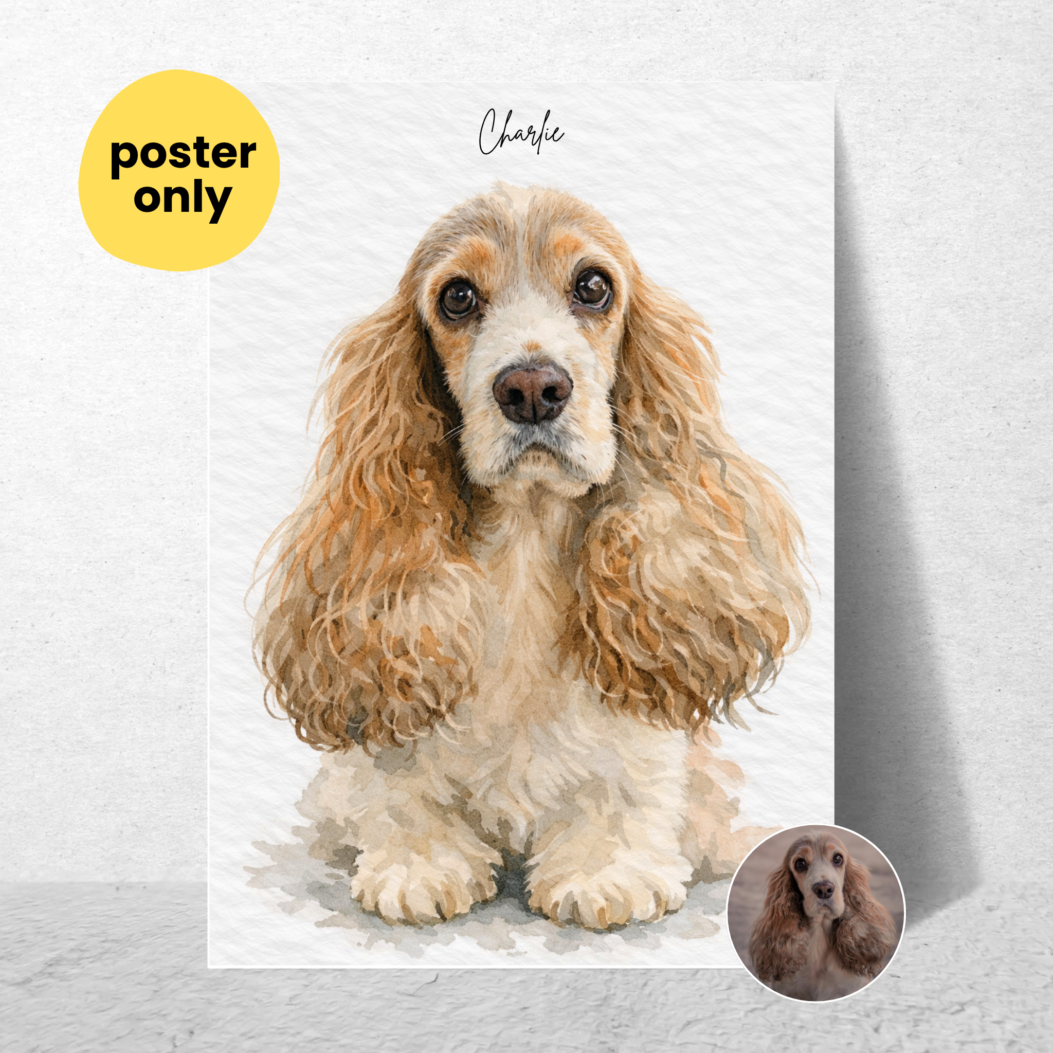 Custom Personalized Poster - Dog Cat Pet Light Watercolor Portrait Wall Art