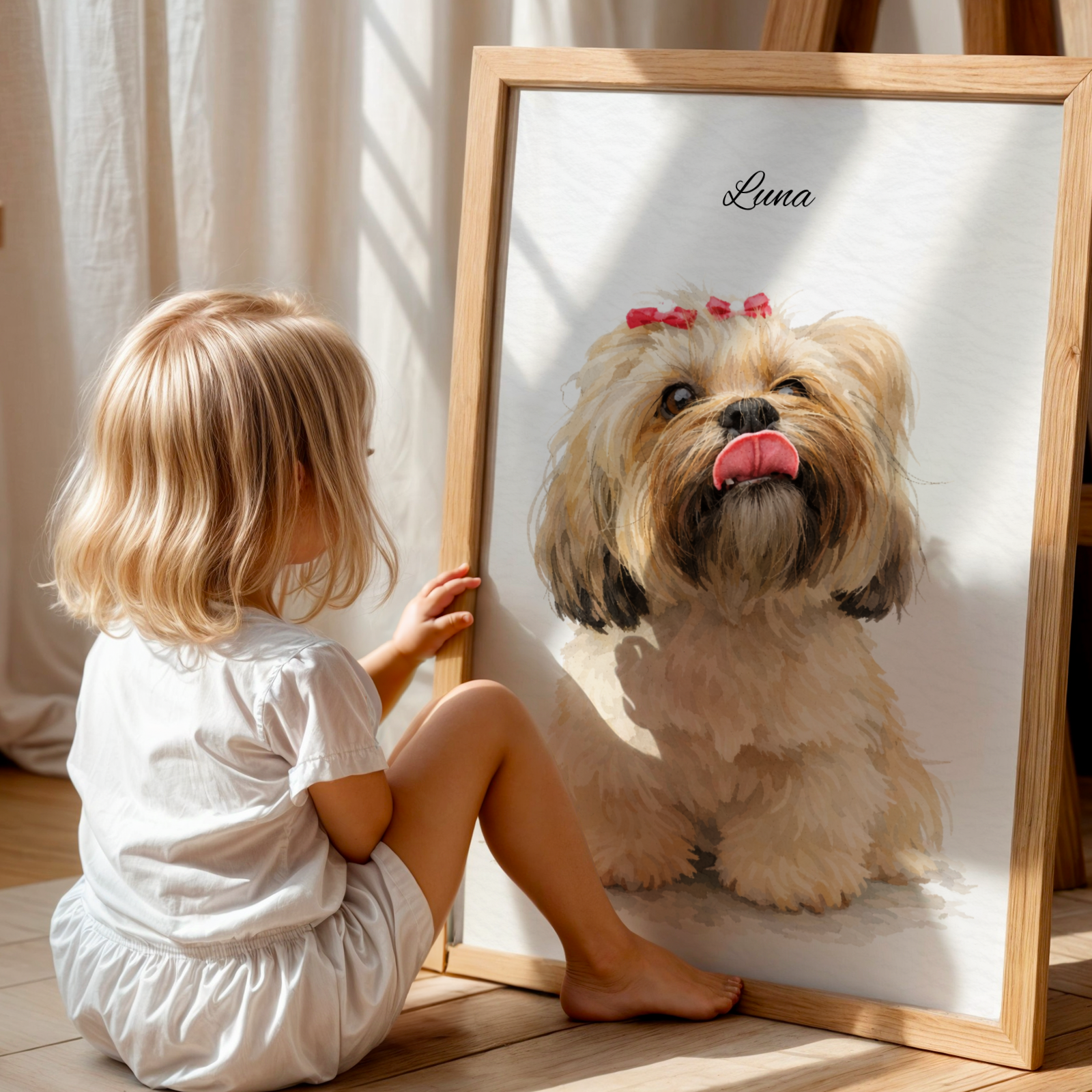 Custom Personalized Poster - Dog Cat Pet Light Watercolor Portrait Wall Art
