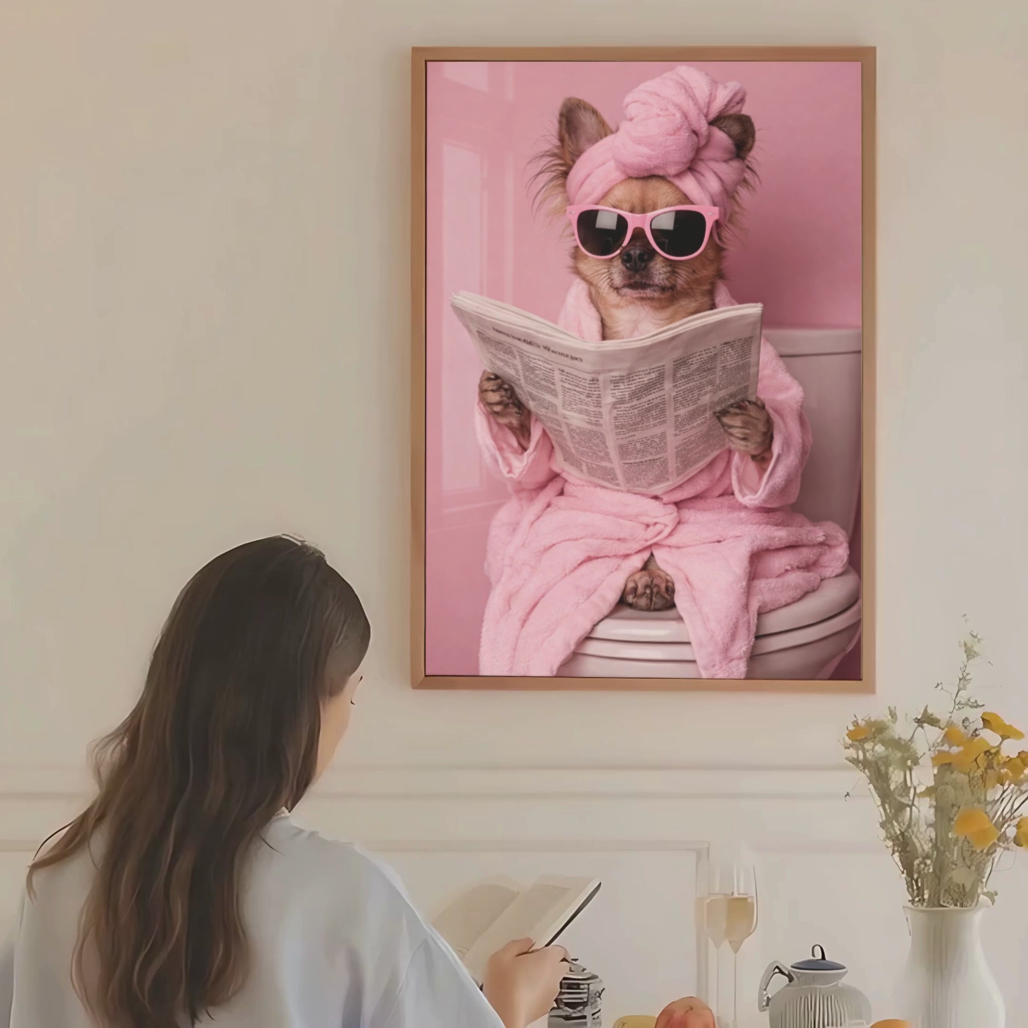 Custom Personalized Poster - Dog Cat Pet Photo to Bathroom Portrait Art